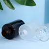 30ML Glass Bottle Flat Shoulder Frosted/Transparent/Amber Round Essential Oil Serum Bottles With Glasses Dropper Cosmetic Travel Bottlees DH7556