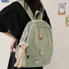 Backpack Cute Women Bear Nylon Female Student College School Bag Badge Girl Doll Backpack Kawaii Book Ladies Fashion Bags Trendy 202211