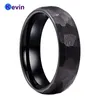 Black Hammer Ring Black Tungsten Wedding Band For Men Women MultiFaceted Hammered Brushed Finish 6MM 8MM Comfort Fit 2202236914332