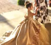 High Quality First Communion Dresses Kids Evening Ball Gown Gold Applique Bow Girls Pageant Dress Satin Tulle Flower Girl Dress1