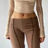 Kadınlar Vintage Pantolon Hippi Düşük Bel Çan Dipleri Bayanlar Streç Flare Pantolon Katı Renk Yaz Moda Fişekleri 211115