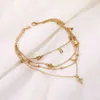 2021 Summer Simple Golden Color Zircon Crystal Heart-Shaped Cute Chain Anklet Bohemian Romance Footwear Leg Female Foot Jewelry