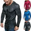 Slim Fit Мужчины круглые шеи с длинным рукавом мышц мышц футболки повседневная футболка Tops Blouse 0y1v