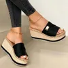Tofflor Summer Women's Sandals Vintage Wedge Shoes Woman Buckle Strap Straw Bottom Bottom Flats Platform Flock Sandalias Mujer