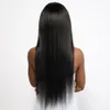 Hiçbir dantel ön brezilyalı insan saç peruk patlama ile düz tam makine siyah kadınlar için fringe remy