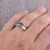 Fashion Jewelry 8mm Men Titanium Steel Ring Inlay Wood and Abalone Shell Stainless Steel Rings for Mens Vintage Wedding Band G1125