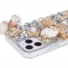 Luxe 3D Bling Glitter Dossiers Diamond Diamond Pendentif Pullkkin Pendentif Perle Perle Couverture Protecive pour iPhone 13 12 11 Pro Max 8 Samsung S20 Fe S21 Ultra A12 A42 5G
