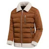 Hommes Hiver Vintage Casual Suede Polaire Col Chaud Épais Parkas Veste Manteau Hommes Outwear Fahsion Poches Classique Parka Mâle Plus 211124