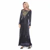 N201802 # nouveau velours arabe musulman brodé robe à manches longues culte islamique