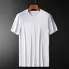 Homens camisetas Minglu malha homens luxo cor sólida manga curta mens plus size 4xl branco magro encaixe redondo homem colar