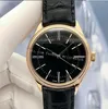 Herren-Luxusuhren, 39 mm, 50505, 50509, schwarzes Lederarmband, Silber-Gold-Stahllünette, Asien 2813, Autoamtic-Armbanduhren, Originalverpackung