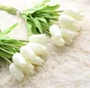 PU Artificial Flower Silk Tulips Real Touch Flowers Mini Tulpan Bröllop Dekorativa Bukett Bröllop Dekorationer Heminredning