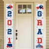 Graduation Porch Sign Set, Congrats Grad Class of 2021 Home for Outdoor Indoor, rouge bleu Hanging Banner Yard Porch Decor Party Decoration O