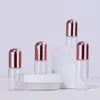 Bouteilles de parfum à rouleau vides en verre transparent, pour huiles essentielles, avec rouleau en métal, capuchon en métal rose, 1ml, 2ml, 3ml, 5ml