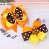 CN 6 Pcslots 35 quot Thanksgiving Hair Bows For Girls Kids Stack Dot Turkey Hair Clips Hairpins Festival Accessoriess5871952