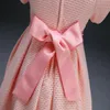 Super söt baby flickor sommar blommig klänning prinsessa party tulle blomma klänningar 0-3y kläder rosa boll klänning applikationer vestidos Q0716