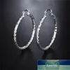 Doteffil 925 Sterling Silver Square 40mm Circle Hoop Kolczyki dla kobiet Lady Najlepszy Prezent Moda Biżuteria ślubna