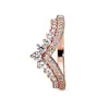 Rose Gold CZ Diamond Princess Wishing Ring Set adapté pour le style européen 925 Sterling Silver Ladies and Girls Wedding Crown Rings6988630