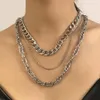 2021 collares de mujer joyería 3 unids/set moda oro plata Color geométrico aleación enlace cadena collares Punk Hip Hop collares