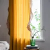 Rideaux en coton massif avec pompon en lin, à volants de Lotus, pour fenêtre suspendue, occultants pour chambre à coucher, décoration facile