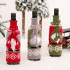 Dekoracje świąteczne Kreatywny łuk dzianina butelek rękaw bez twarzy starych starych lalek czerwony wina butelka pokrywa stół dekoracja W-00842