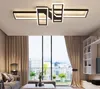 Lampadario moderno a LED per soggiorno, camera da letto, cucina, casa, plafoniere, telecomando, rettangolo, apparecchi di illuminazione neri