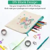 Pencil Bags 15 Pack Blank Cotton Canvas DIY Craft Zipper Pouches Case för smink Kosmetisk toalettartiklar Stationär lagring