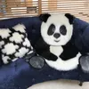 Panda Impresso Tapete Adorável Criança Carpete Cowhide Faux Couro Pele NonsLip Antislip Esteira 94x100cm Animal Imprimir Tapete 210301