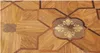 Goden Yellow Brass and burma teak hardwood flooring parquet tile engineered timber marquetry medallion inlay home decor background wall rugs