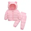 Children's Clothes Sets Winter Girls and Boys Hooded Down Jackets Coat-Pant Overalls Suit for Warm Kids Clothin 211021