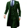 Costumes pour hommes Blazers bleu royal longue queue manteau 3 pièces Gentleman homme mode masculine marié smoking pour mariage bal veste gilet avec pantalon