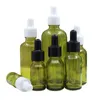 Ätherische Öl-Tropffläschchen, leere olivgrüne Glasflasche, 5 ml, 10 ml, 15 ml, 20 ml, 30 ml, 50 ml, 100 ml, Kosmetikverpackung, Essenz-Emulsion, nachfüllbarer Behälter