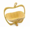 40 pcs cesta de madeira vegetal com punho maçã forma cestas frutas dobrável eco amigável fashion moda top qualidade sn2522