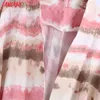 Tangada Women Fashion Tie-Dye Loose Long Kimono Shirt med snedstreck tre kvart ärm Side Slit kvinnliga skjortor Chic Top Be84 210609