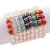 9 Colors Süßwasserperlen Opal Kristall Perlen Stränge Dehnbare Armbänder Modeschmuck BR06