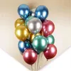 50pcs / lot Colorful Party Balloon Balloon Decorazione del partito 10 pollici Latex Chrome Metallico Aerostato Helium Balloons di nozze Bambino Baby Shower Decorazioni per arco di Natale JY0946