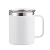 12-Unzen-Kaffeetasse mit Griff, isolierter Edelstahl, wiederverwendbar, doppelwandig, Vakuum-Bier-Reisebecher, pulverbeschichteter Wald-Schiebedeckel xw