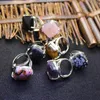 atural Stone Ring Square Adjustable Tiger Eye Opal Pink Quartz Lapis Purple Rose Crystal Wedding Ring