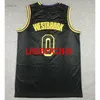 Toutes les broderies 2021 nouvelle saison Russell Westbrook 0 Maillots de basketball Snakeskin Black Gold Personnalisez les jeunes hommes femmes ajoutez n'importe quel nom de numéro XS-5XL 6XL Vest