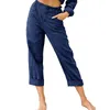 Pantalon femme Capris 2021 style européen et américain couleur unie coton lin mode ample taille haute pantalon décontracté