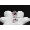 Fashion Red Crystal Jewelry White Gold Color AAA+ Cubic Zirconia Pave Cute Flower Stud Earrings For Ladies CZ222 210714