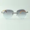 2022 Classic Double Row Diamond Solglasögon 3524027 Med Vit Buffalo Horn Arms Glasögon, Direktförsäljning, Storlek: 18-140 mm