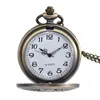 Vintage Bronzen Quartz Trein Pocket Horloge Ketting Hanger Keten Geschenken voor Mannen Vrouwen