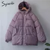 Syiwidii Winter Coat Women Jacket Parkas Thick Autumn Black Oversized Purple Puffer Bubble Hooded Harajuku Clothes Loose 211221