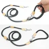 Multifunction two dog Leashes Nylon Double Leash P chain Collar Adjustable Long Short Dog Training Leads Tied rope Y200515