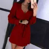 Seksowne jaskrawy jedwabny błyszczący bodycon sukienki kobiety wiosna jesień z długim rękawem oparte damski elegancki brokat damski suknia vestidos y1204