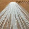 White/Ivory Bridal Veil With Comb One Layer Cathedral Royal Pearl Wedding Veil X0726