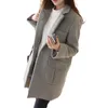Women's Wool & Blends Women Long Woolen Coat Female Winter Loose Overcoat Gray/Black/Wine Red S/M/L/XL/XXL
