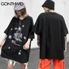 Tshirts Harajuku Anime japonês anime desenhos animados impressão punk rocha gótico gótico camisa streetwear Hip Hop Casual Algodão Tops 210602