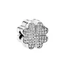 Original 925 Sterling Silber Charm BeadVierblättriges Kleeblatt, eisblaue Schneeflocke, feste Schnalle, Schnur-Anhänger, DIY-Perlen, passend für Pandora-Armbänder, Damen-DIY-Schmuck